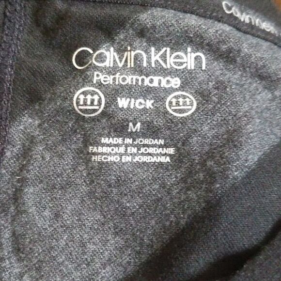 Calvin Klein Performance black & gray horizontal striped 3/4 sleeve T-shirt M - Picture 4 of 8